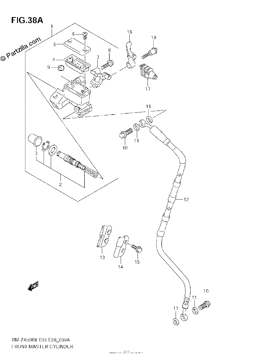 Diagrama de FRONT MASTER CYLINDER RM Z450 L1