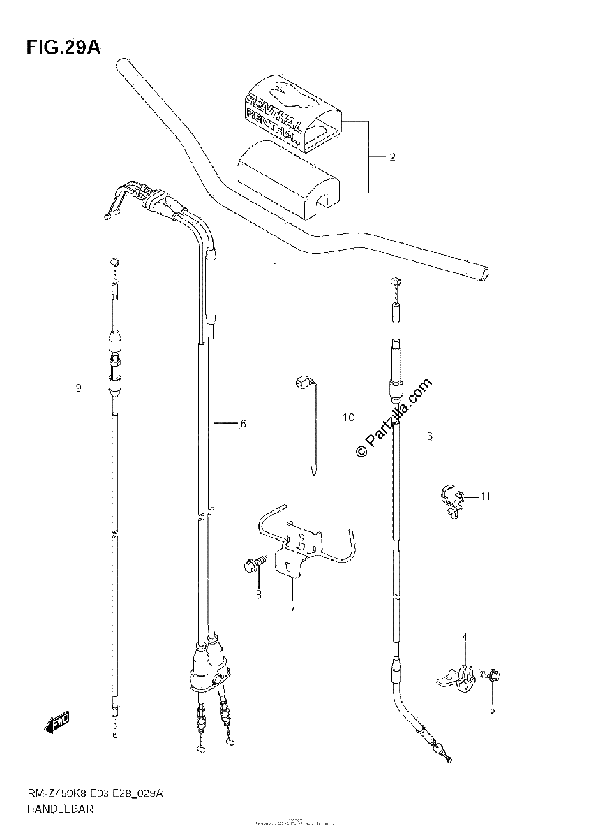 Diagrama de HANDLEBAR RM Z450 L1
