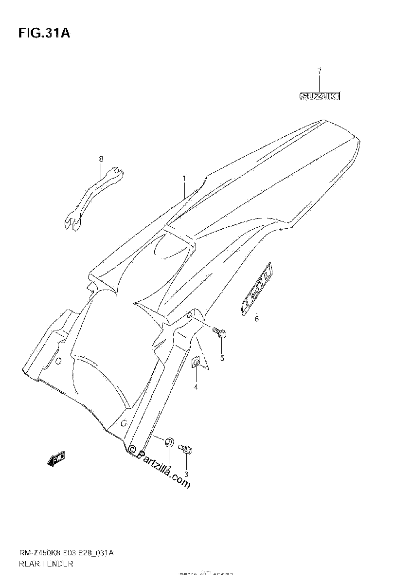 Diagrama de REAR FENDER RM Z450 L1
