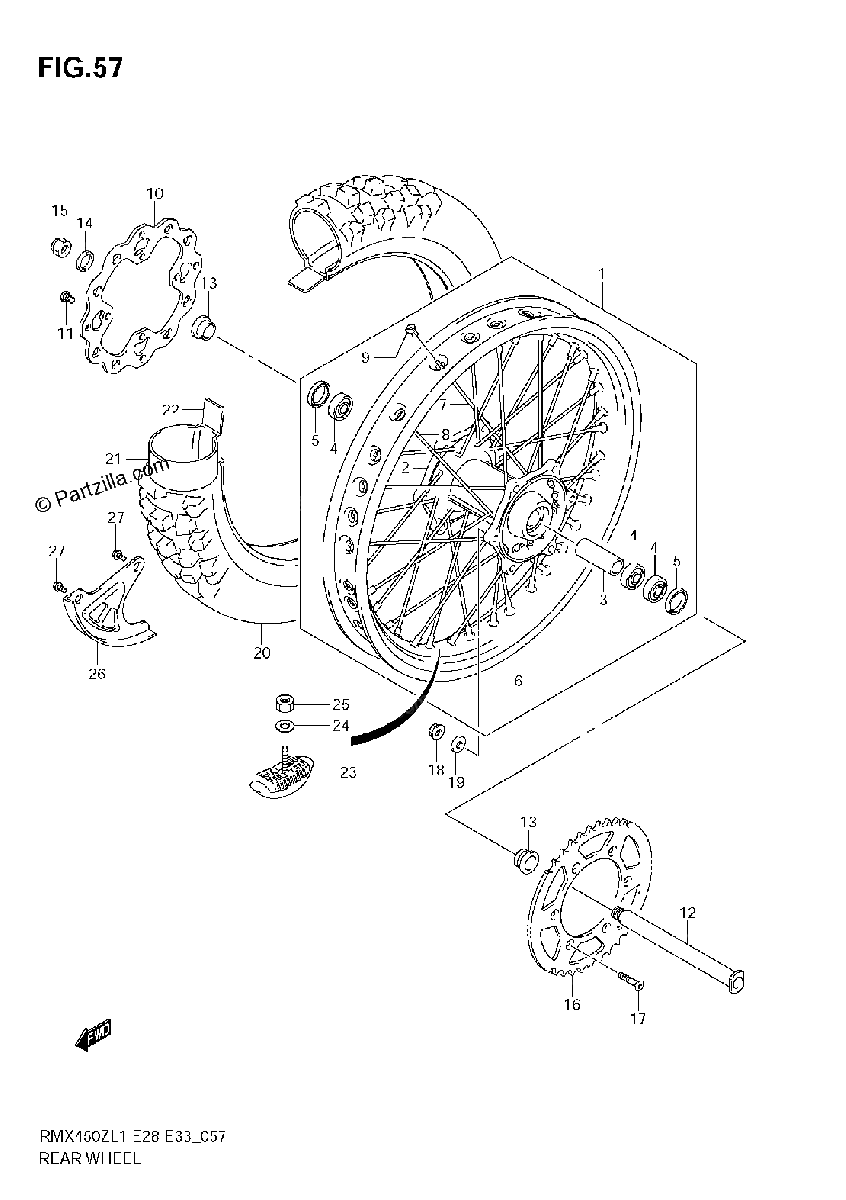 Diagrama de REAR WHEEL