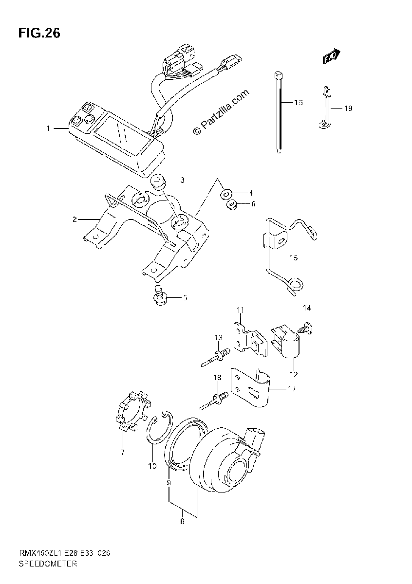 Diagrama de SPEEDOMETER RMX450ZL1 E28