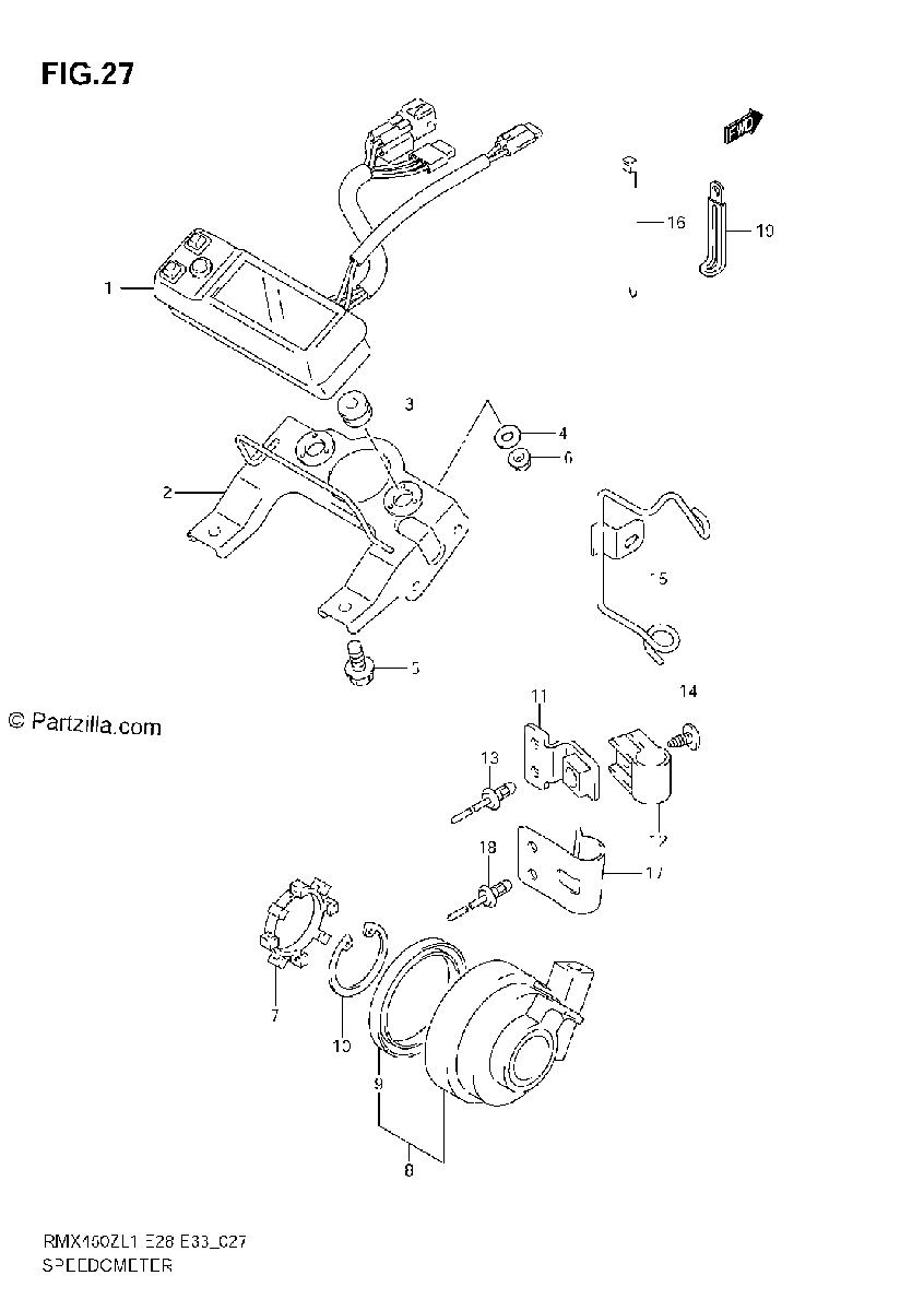 Diagrama de SPEEDOMETER RMX450ZL1 E33
