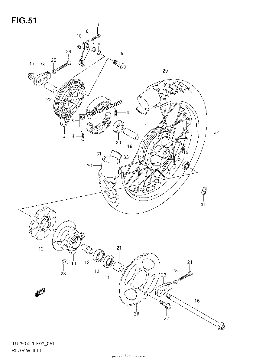 Diagrama de REAR WHEEL