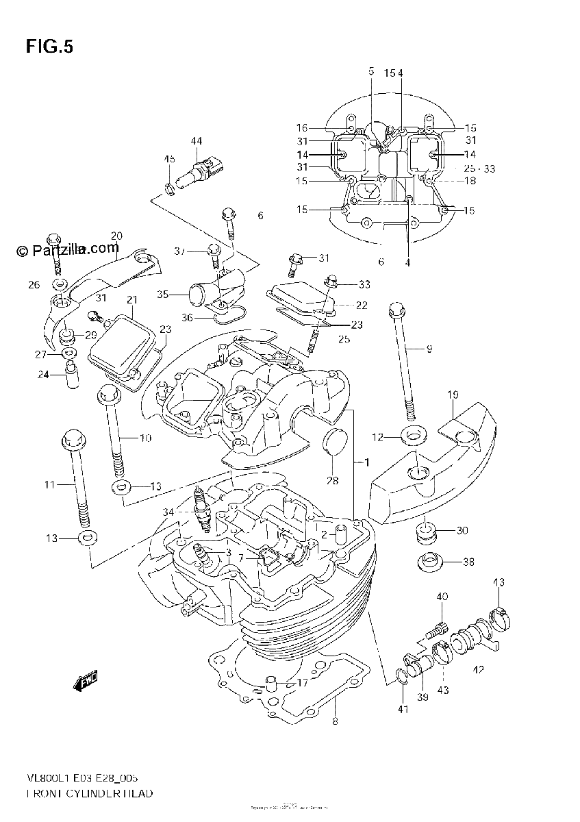 Diagrama de FRONT CYLINDER HEAD VL800C E3