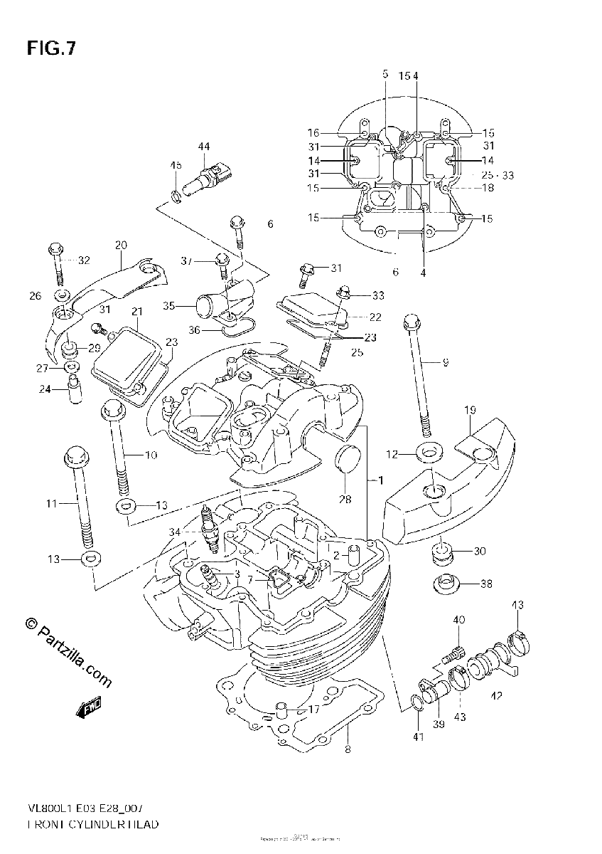 Diagrama de FRONT CYLINDER HEAD VL800C E33