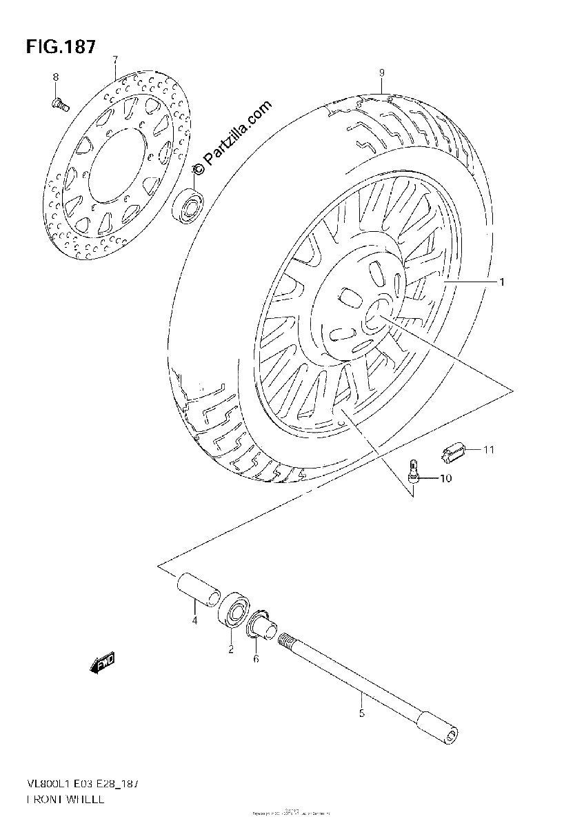 Diagrama de FRONT WHEEL VL800C E28
