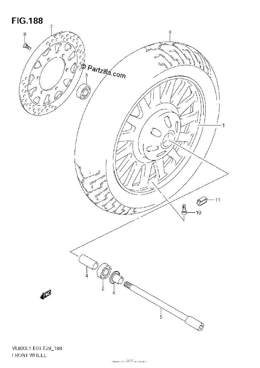 Diagrama de FRONT WHEEL VL800C E33