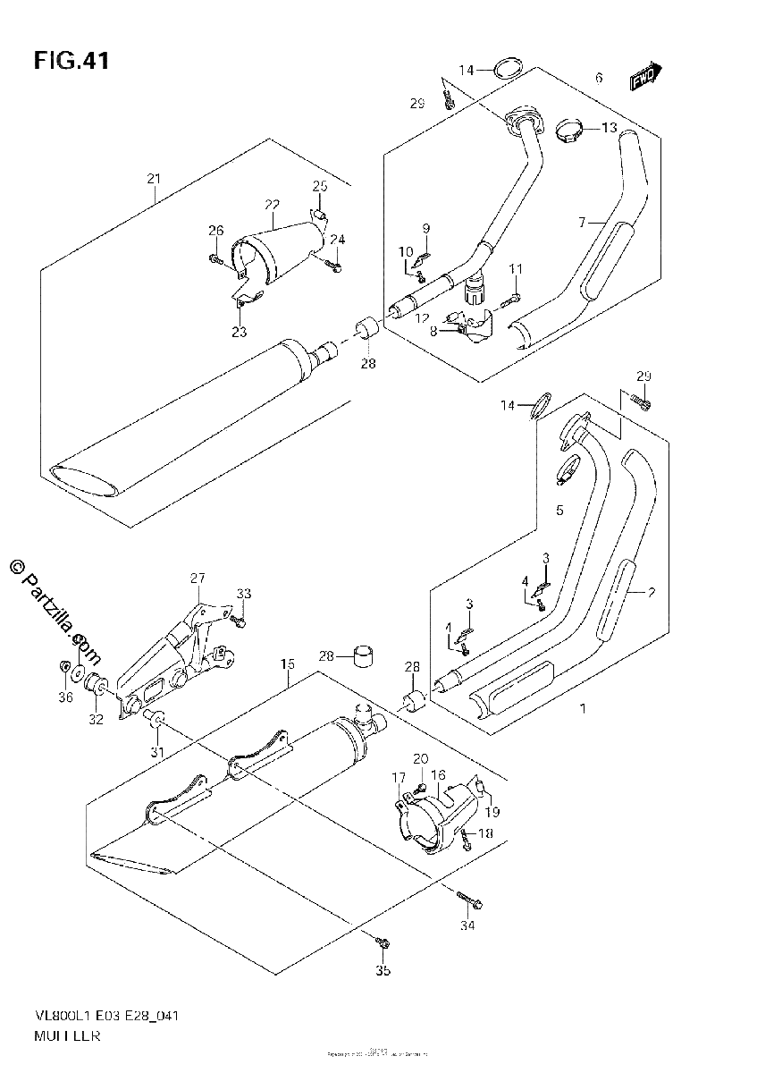 Diagrama de MUFFLER VL800C E28