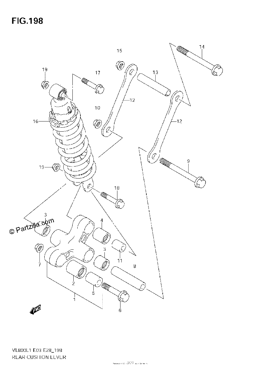 Diagrama de REAR CUSHION LEVER VL800C E3