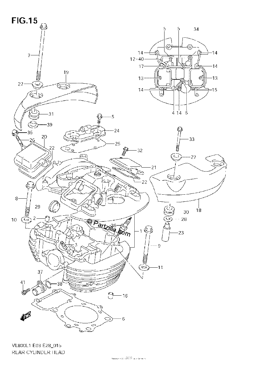 Diagrama de REAR CYLINDER HEAD VL800C E28