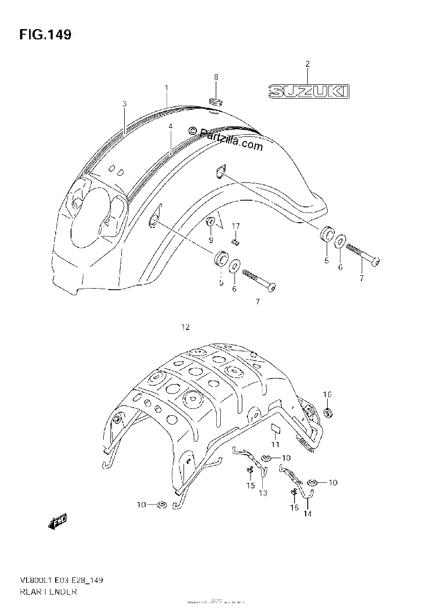 Diagrama de REAR FENDER VL800C E28