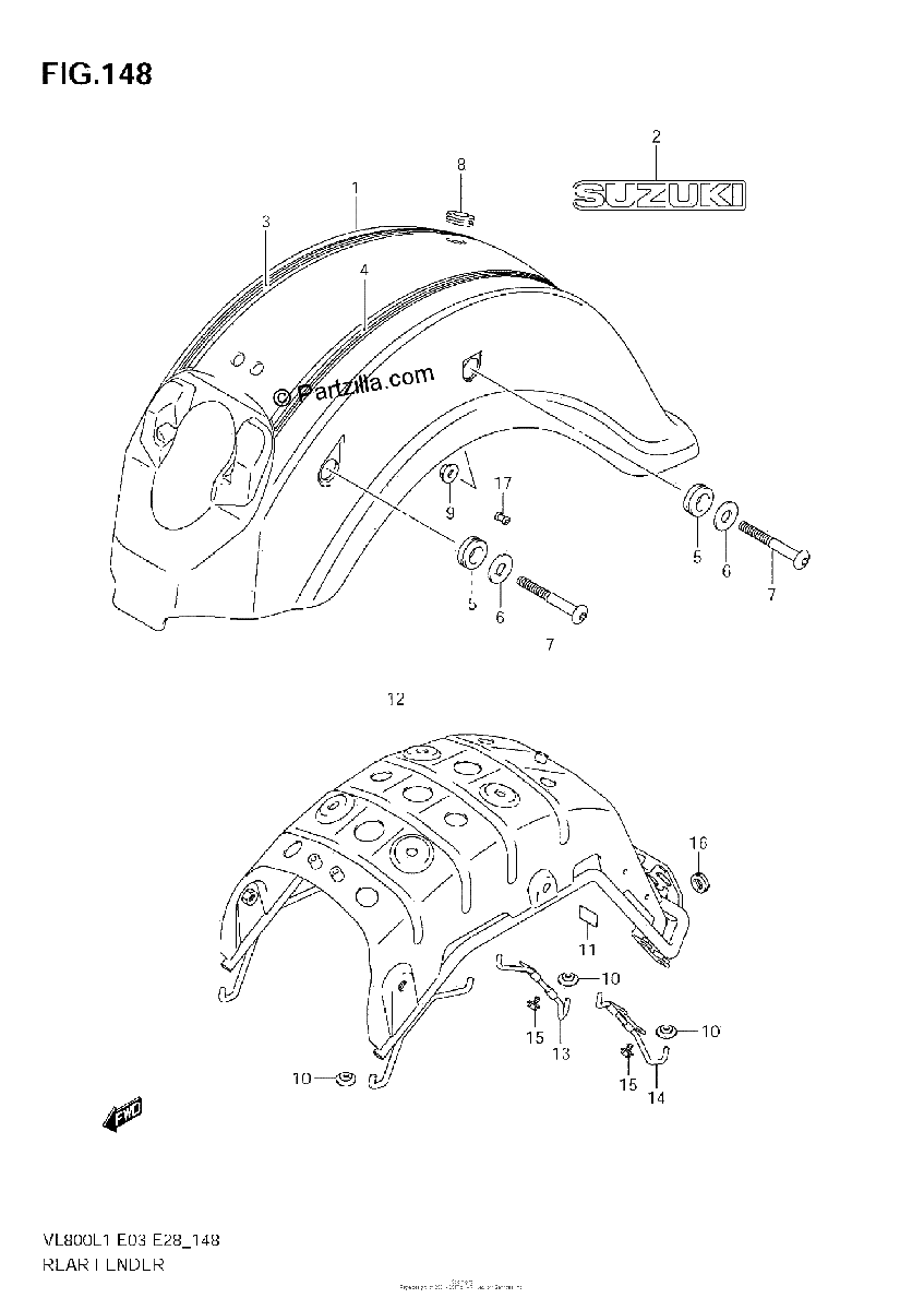 Diagrama de REAR FENDER VL800C E3