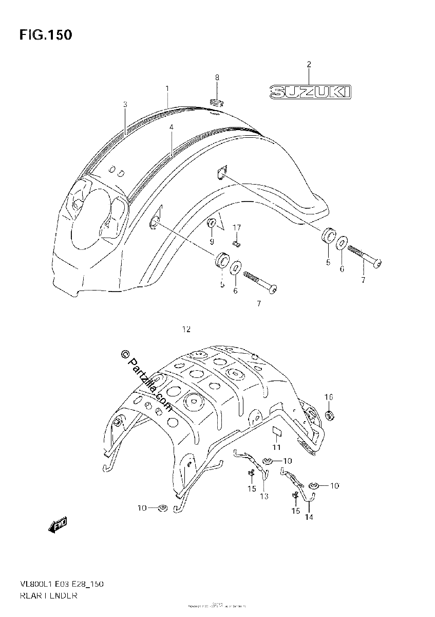 Diagrama de REAR FENDER VL800C E33