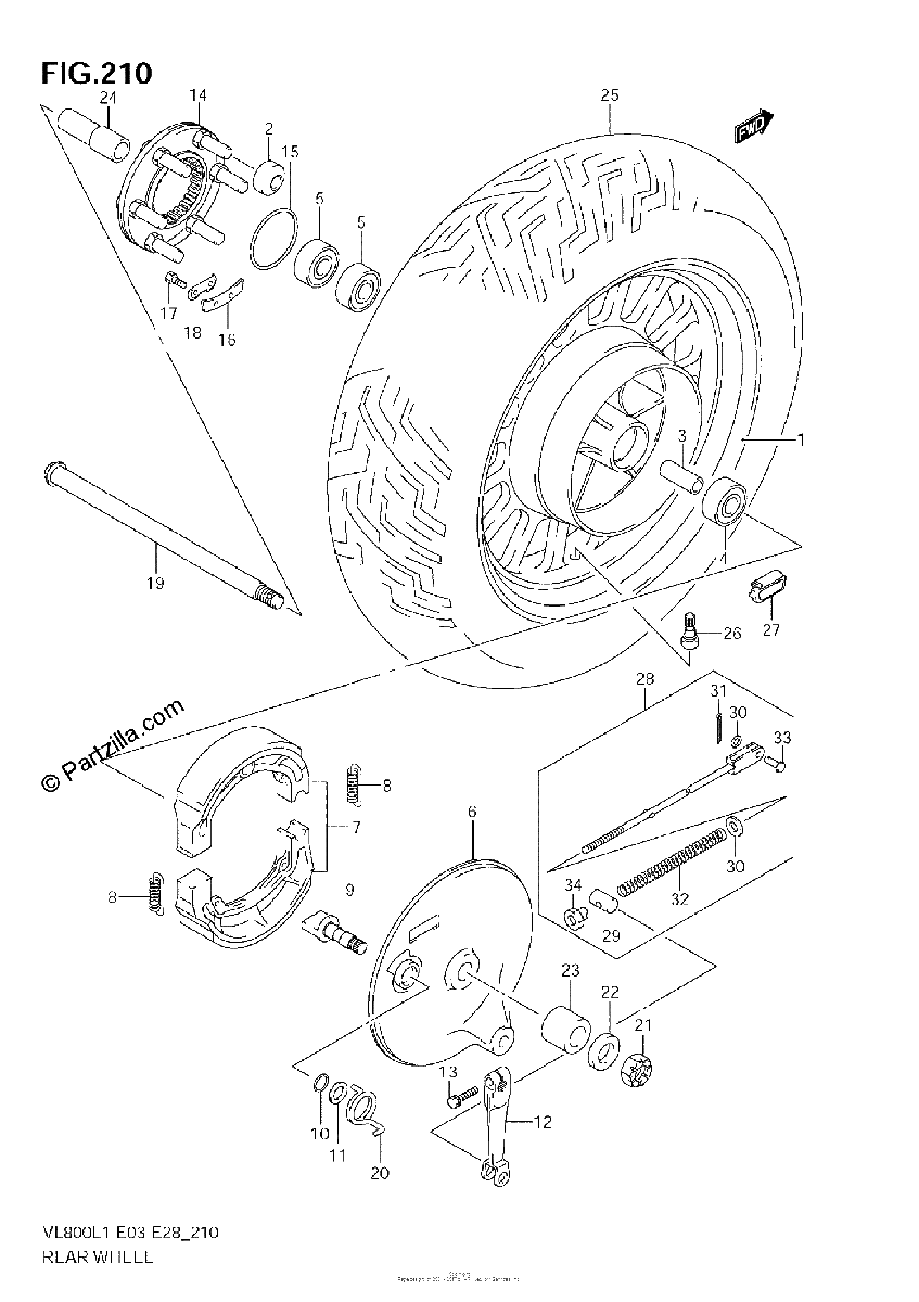 Diagrama de REAR WHEEL VL800C E3