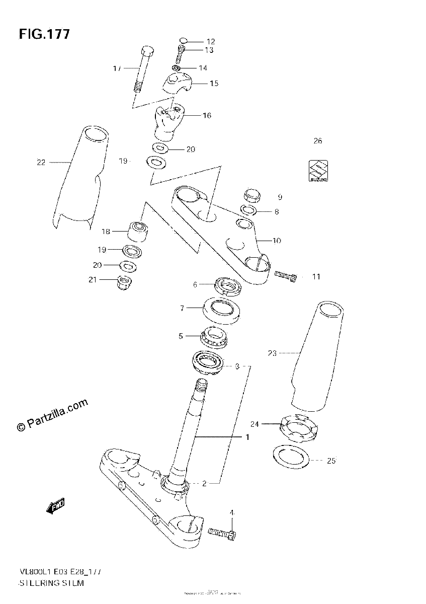 Diagrama de STEERING STEM VL800C E3