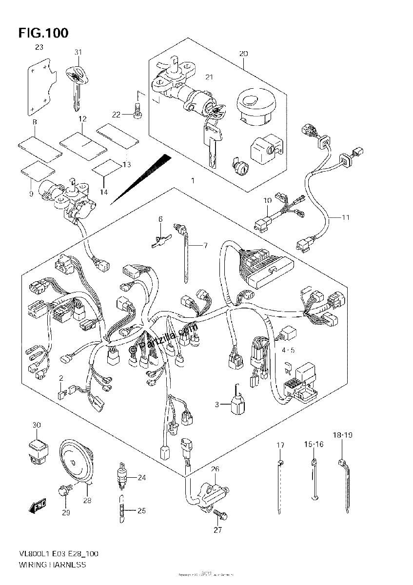 Diagrama de WIRING HARNESS VL800C E3