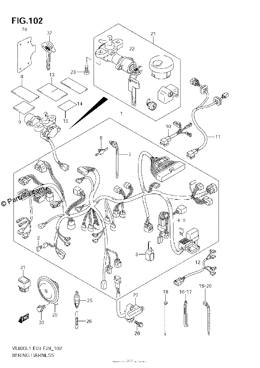 Diagrama de WIRING HARNESS VL800C E33