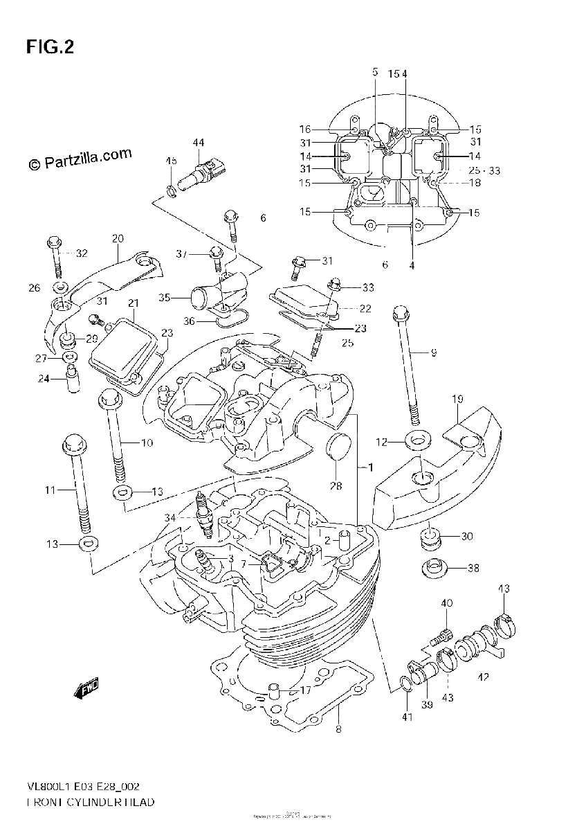 Diagrama de FRONT CYLINDER HEAD VL800 E3