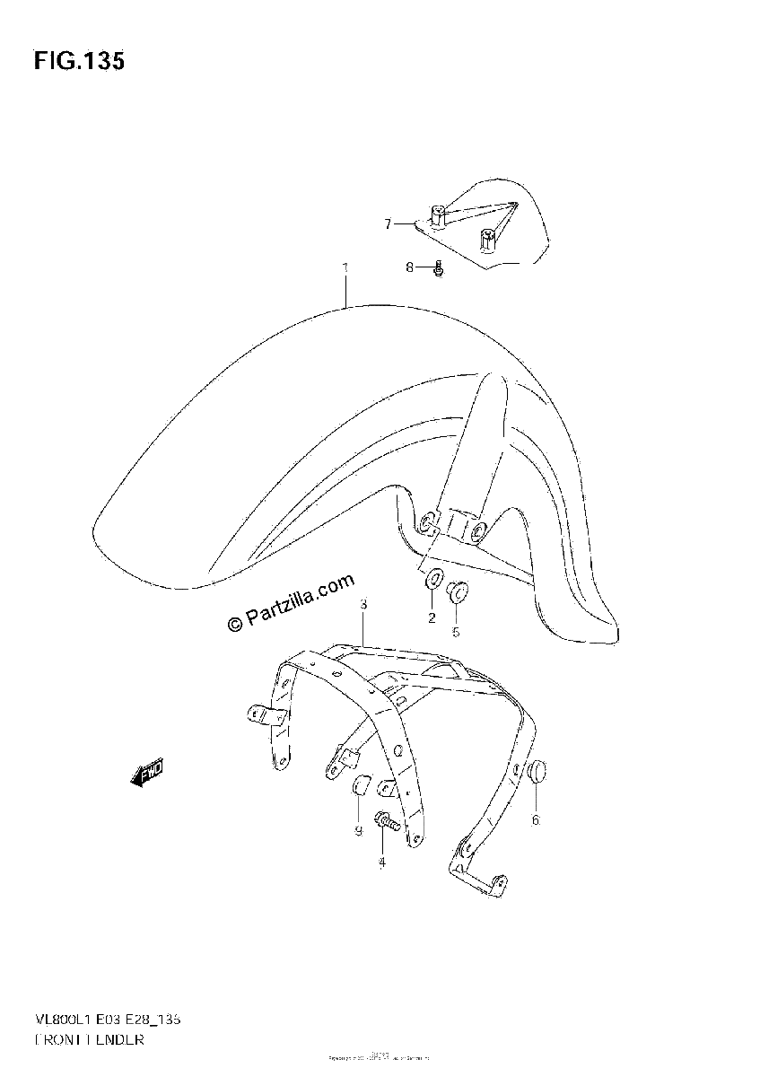 Diagrama de FRONT FENDER VL800 E28