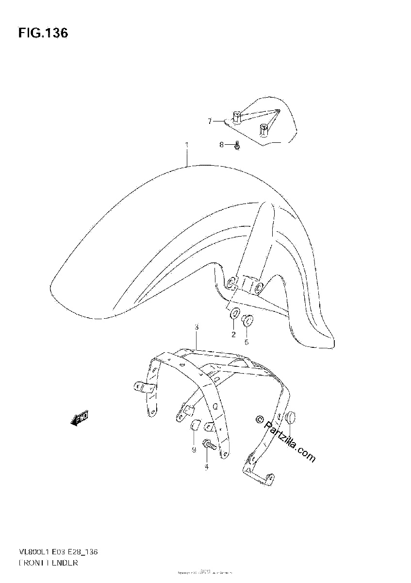 Diagrama de FRONT FENDER VL800 E33