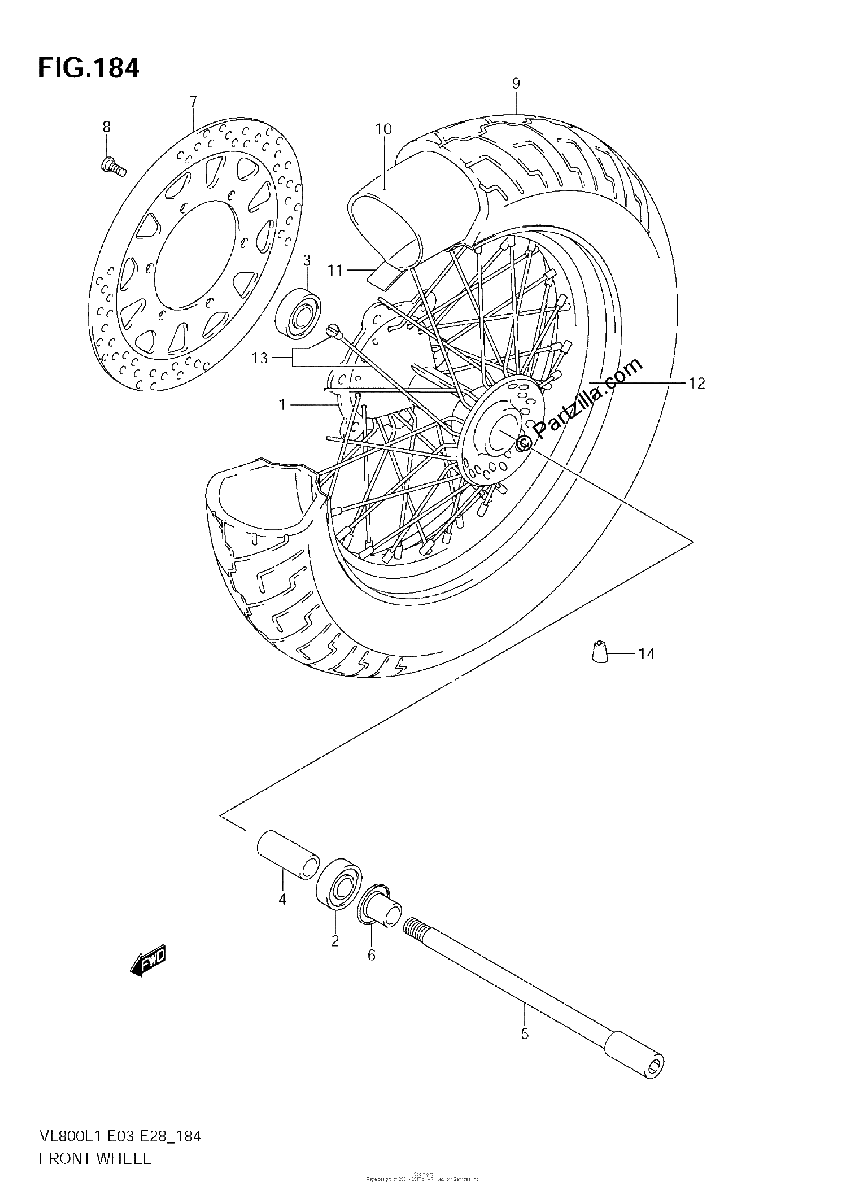 Diagrama de FRONT WHEEL VL800 E28