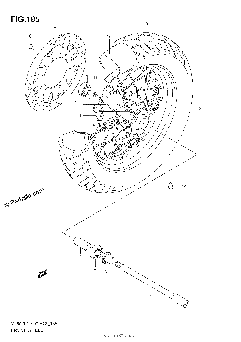 Diagrama de FRONT WHEEL VL800 E33