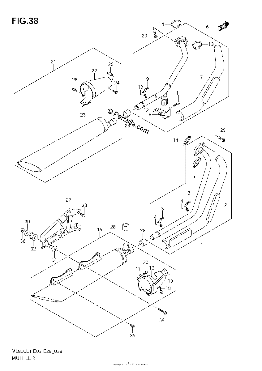Diagrama de MUFFLER VL800 E28