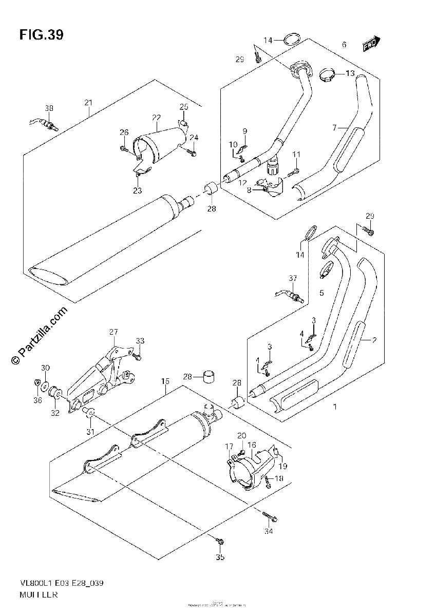 Diagrama de MUFFLER VL800 E33