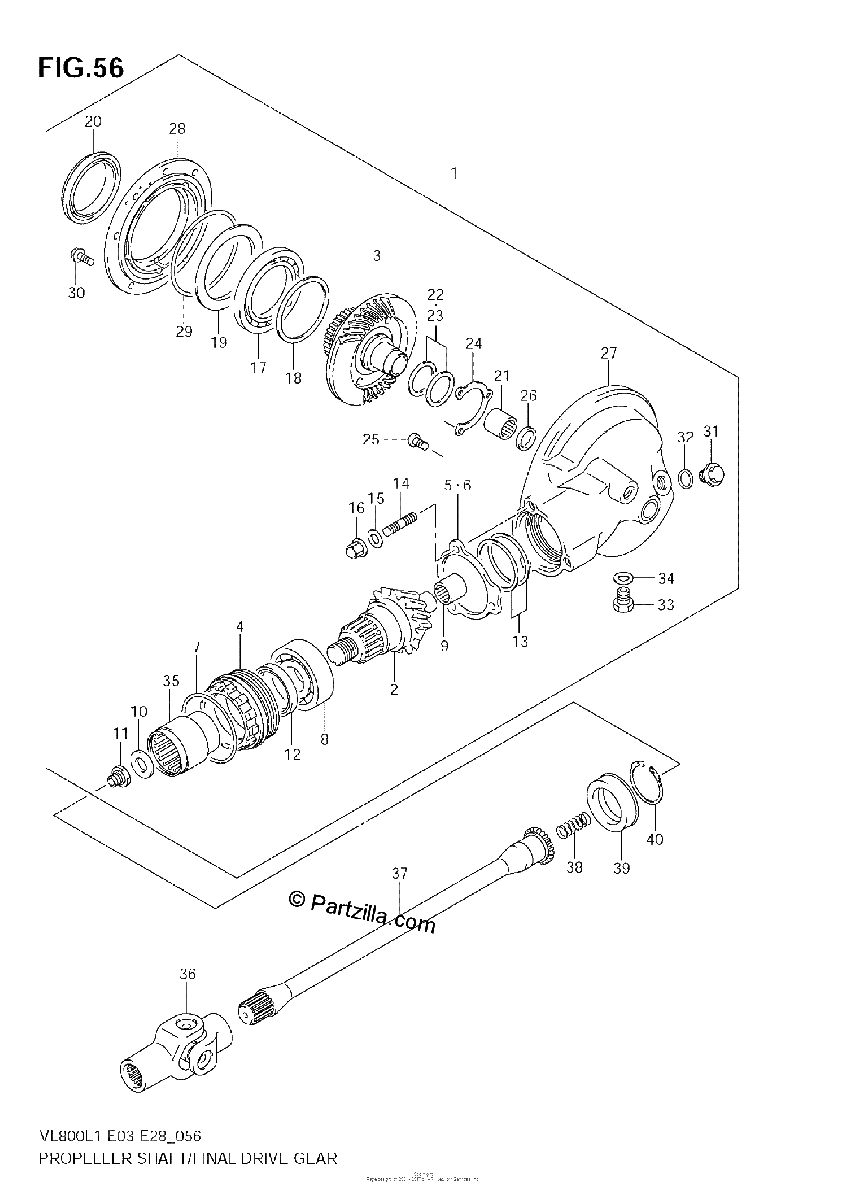 Diagrama de PROPELLER SHAFT FINAL DRIVE GEAR
