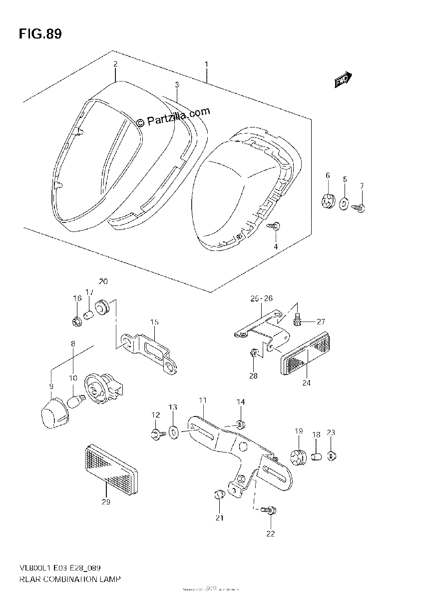 Diagrama de REAR COMBINATION LAMP VL800 E28