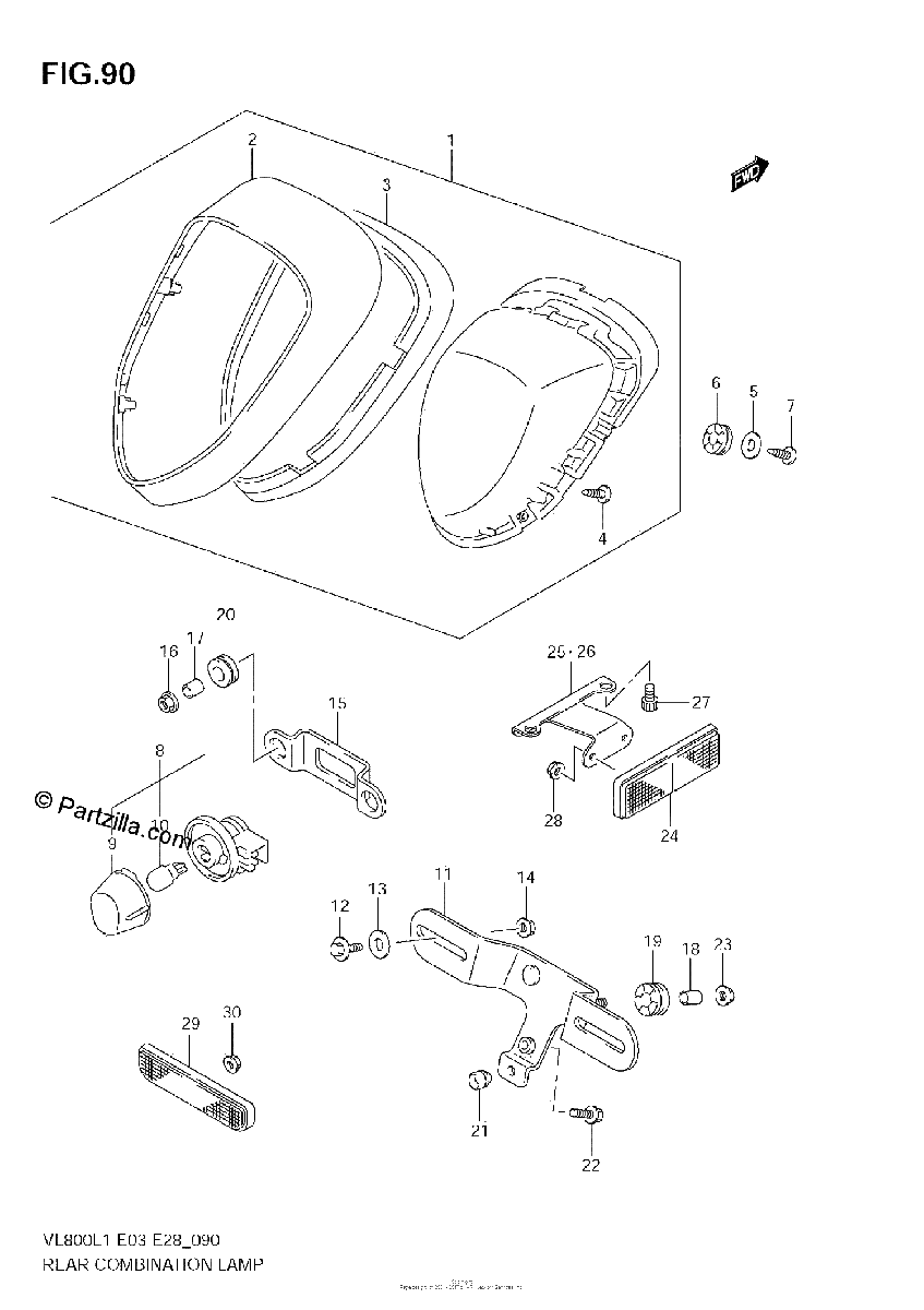 Diagrama de REAR COMBINATION LAMP VL800 E33