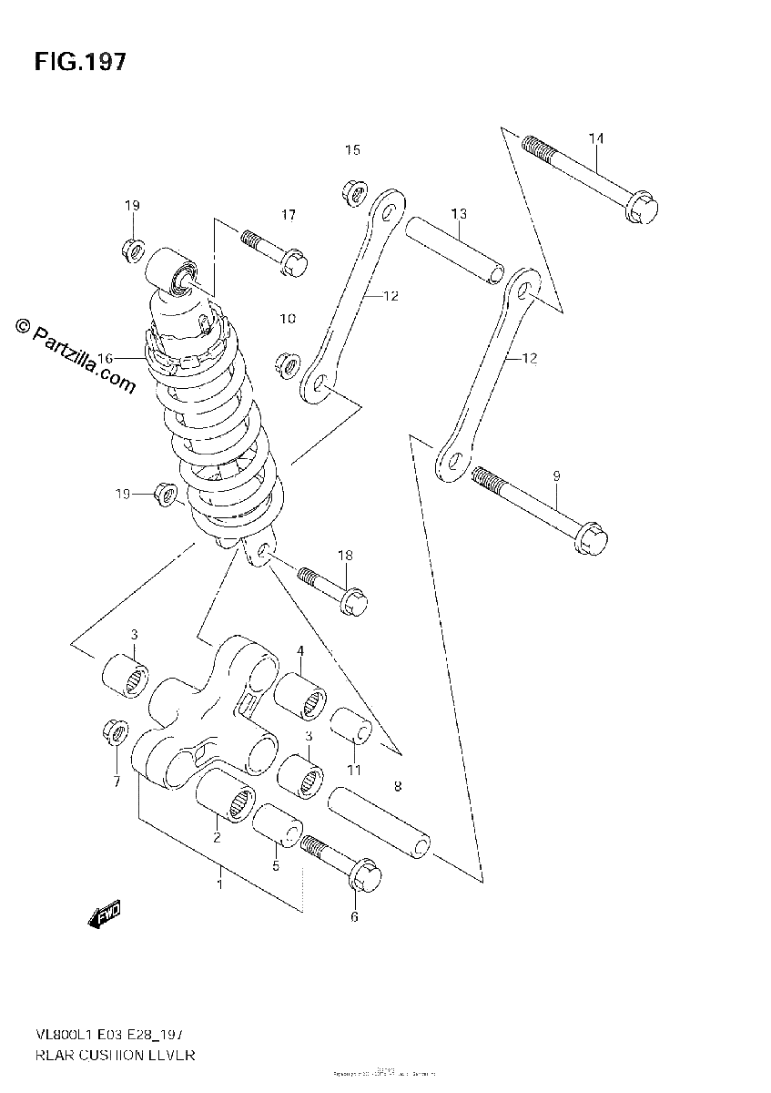 Diagrama de REAR CUSHION LEVER VL800 E33