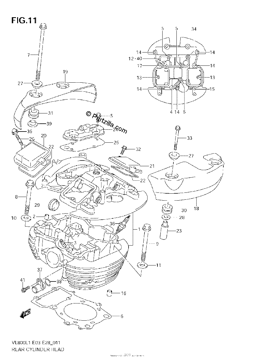 Diagrama de REAR CYLINDER HEAD VL800 E3