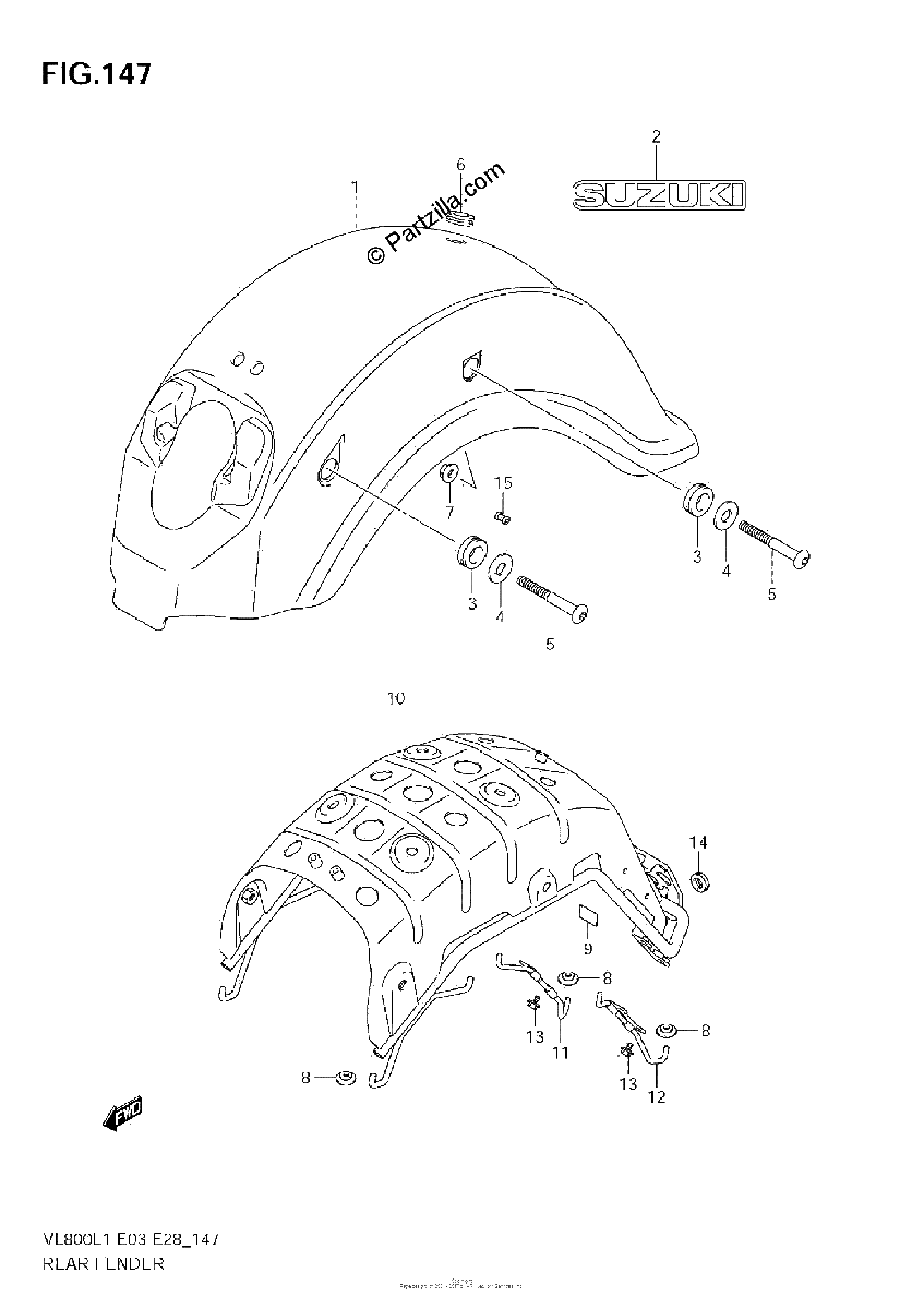 Diagrama de REAR FENDER VL800 E33