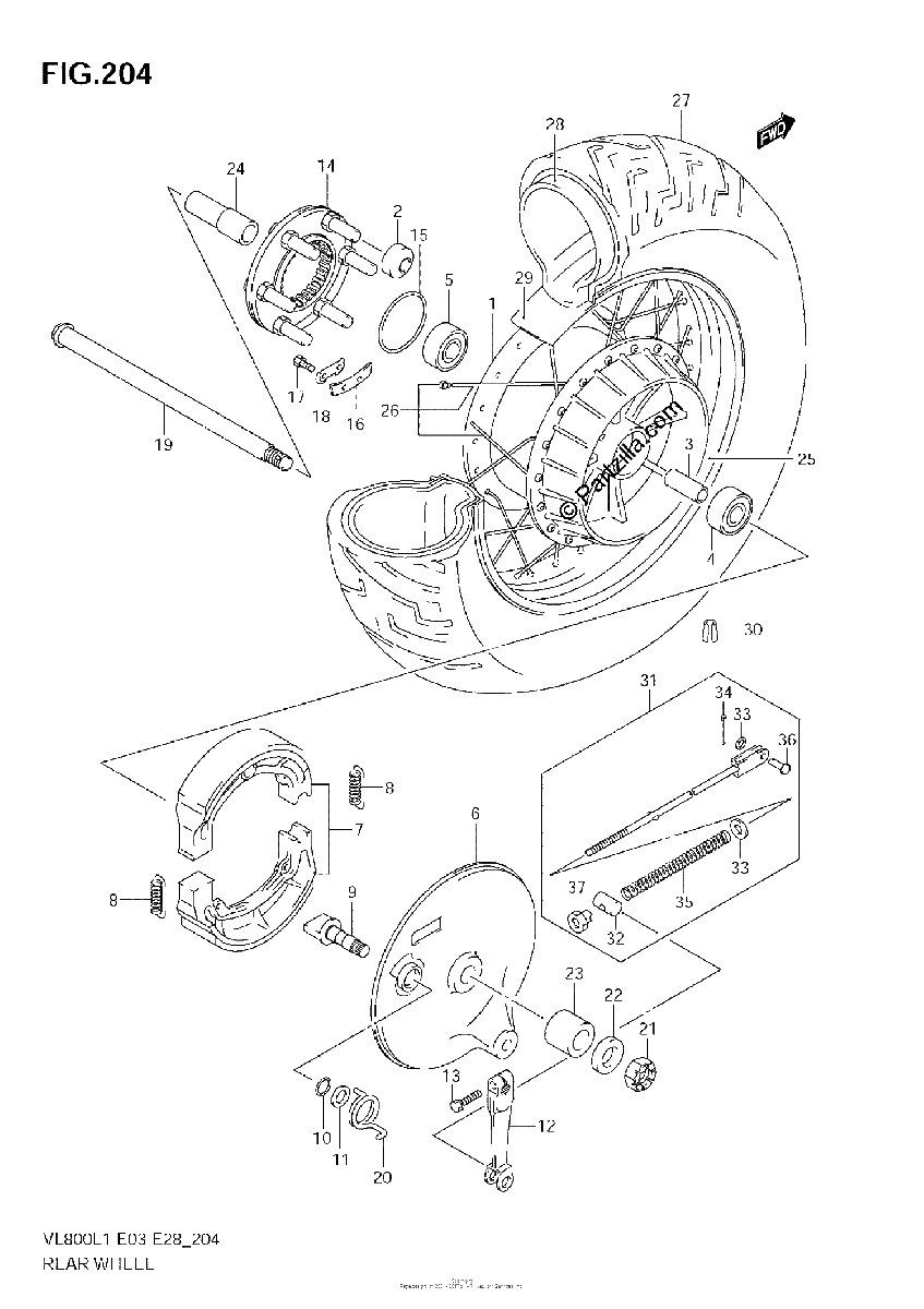 Diagrama de REAR WHEEL VL800 E3