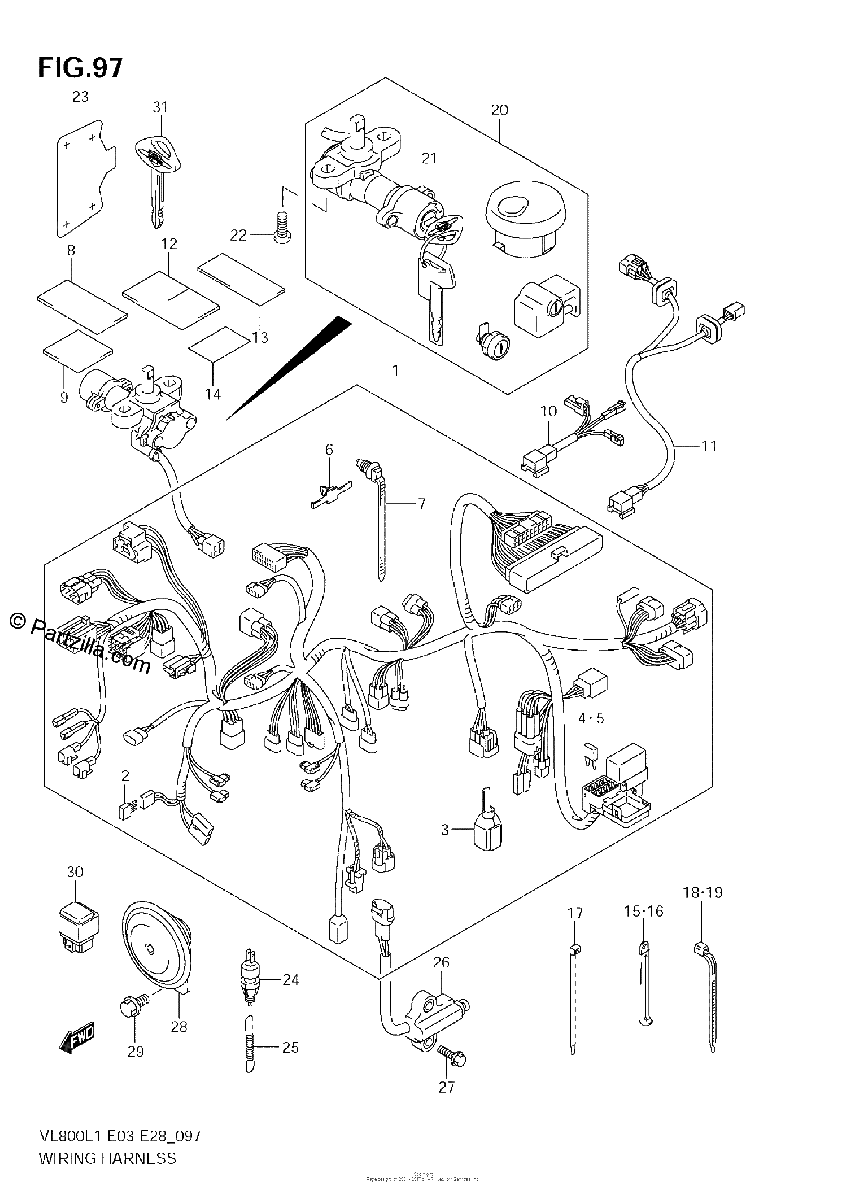Diagrama de WIRING HARNESS VL800 E3
