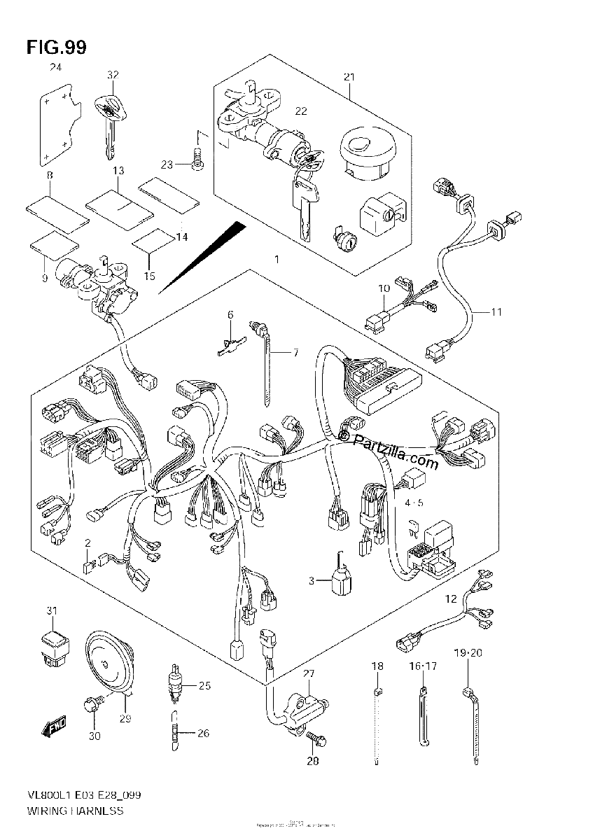 Diagrama de WIRING HARNESS VL800 E33