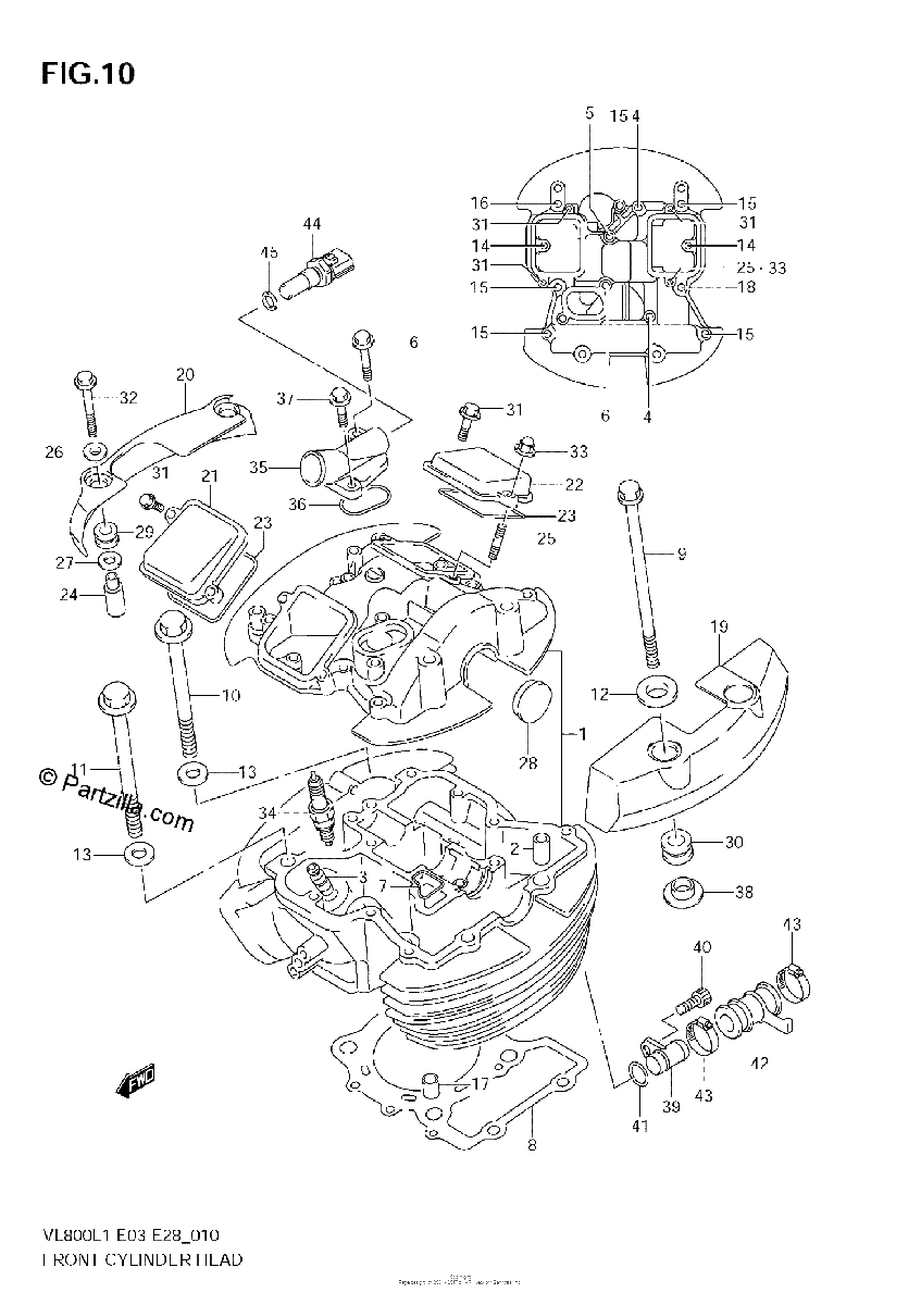 Diagrama de FRONT CYLINDER HEAD VL800T E33