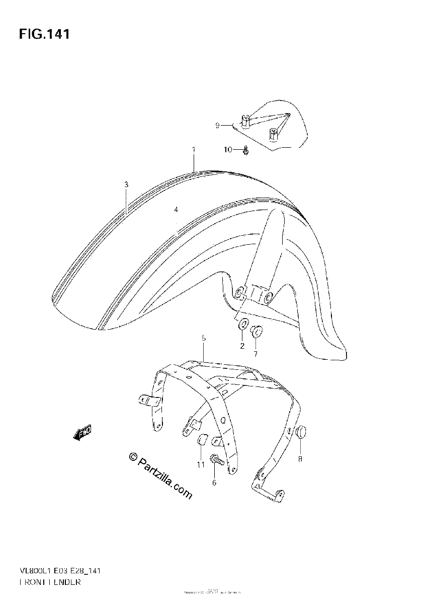 Diagrama de FRONT FENDER VL800T E28