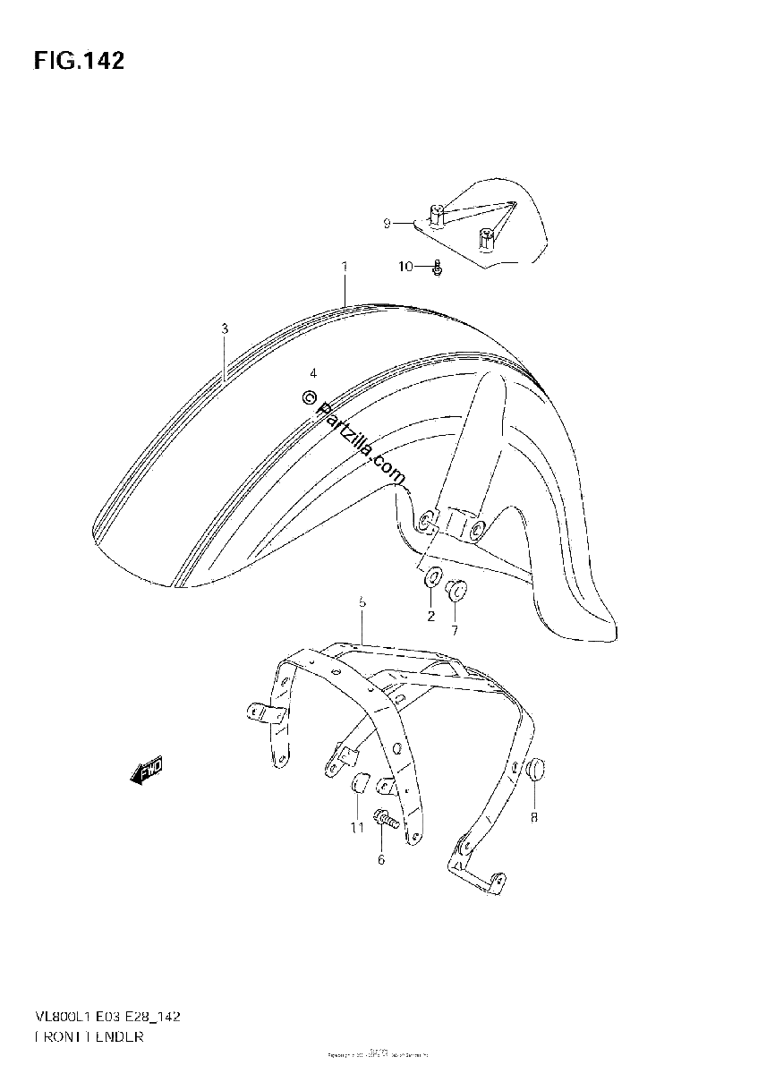 Diagrama de FRONT FENDER VL800T E33