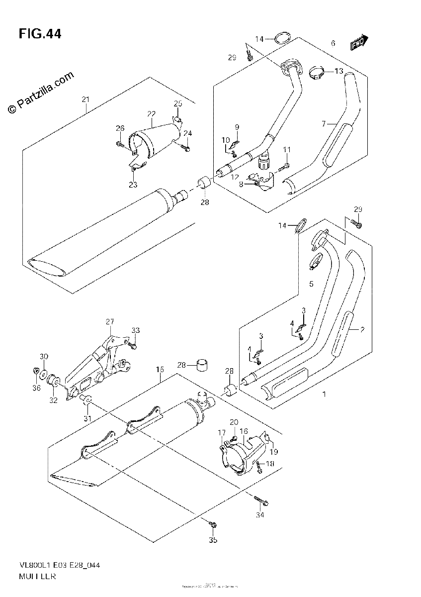 Diagrama de MUFFLER VL800T E28