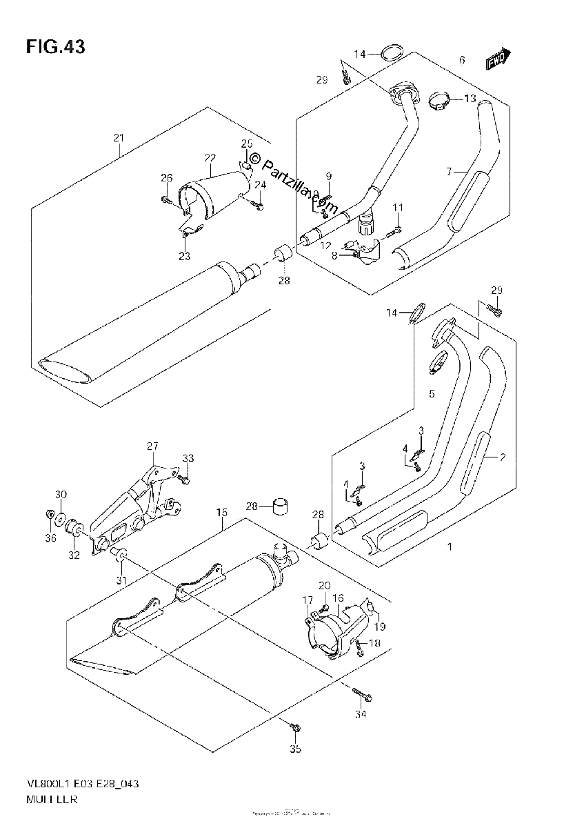 Diagrama de MUFFLER VL800T E3