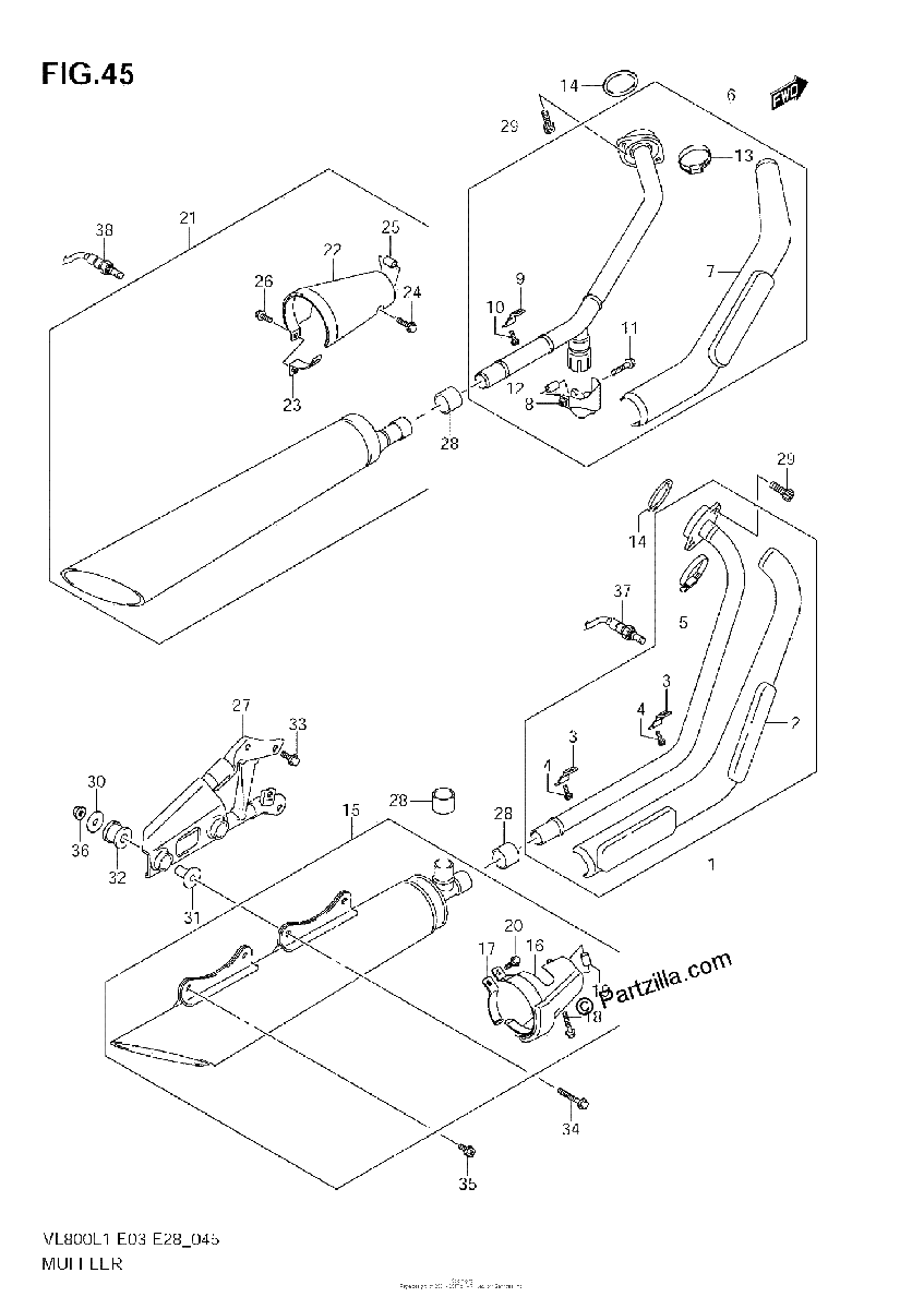 Diagrama de MUFFLER VL800T E33