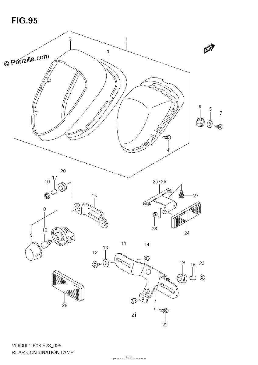 Diagrama de REAR COMBINATION LAMP VL800T E28