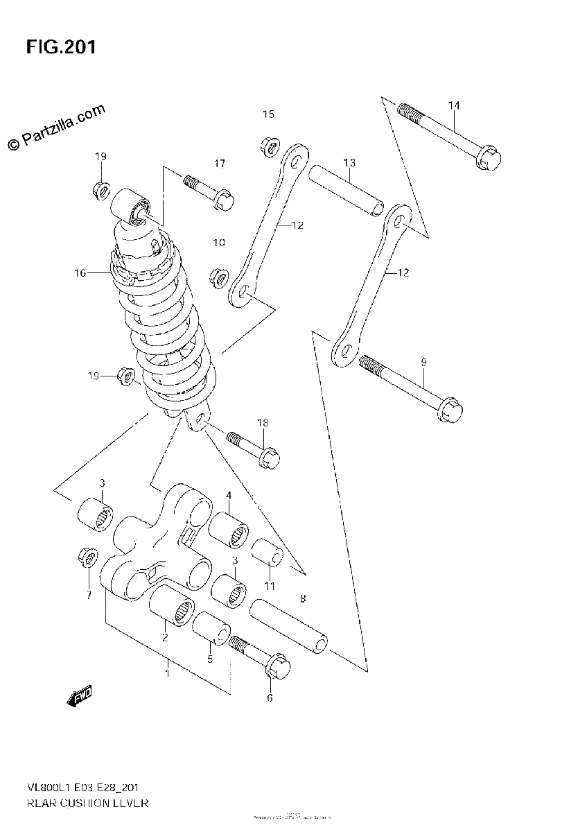 Diagrama de REAR CUSHION LEVER VL800T E3