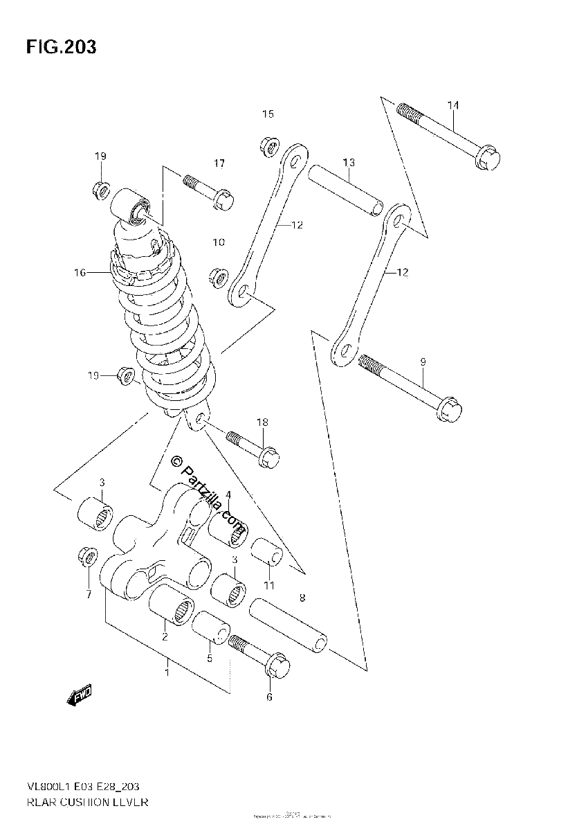 Diagrama de REAR CUSHION LEVER VL800T E33
