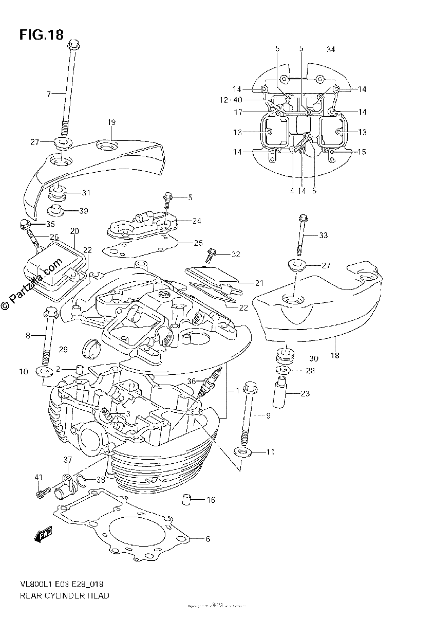 Diagrama de REAR CYLINDER HEAD VL800T E28