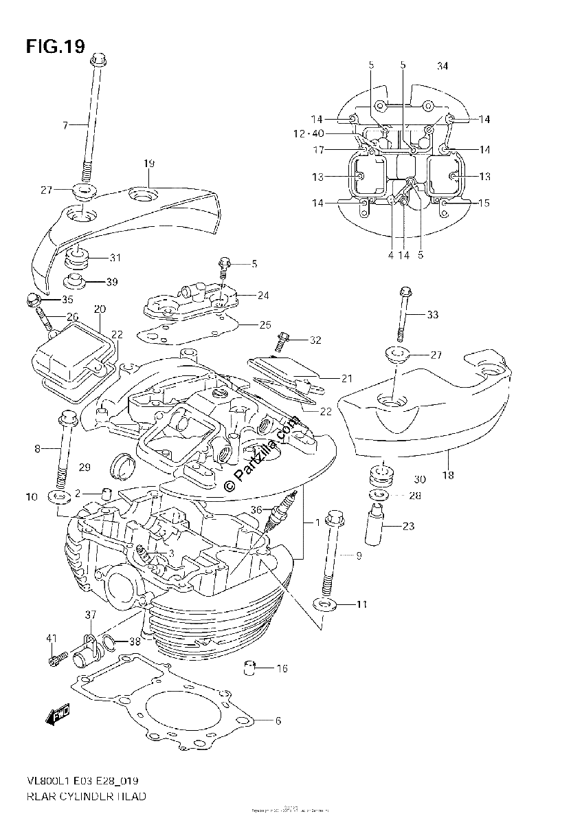 Diagrama de REAR CYLINDER HEAD VL800T E33