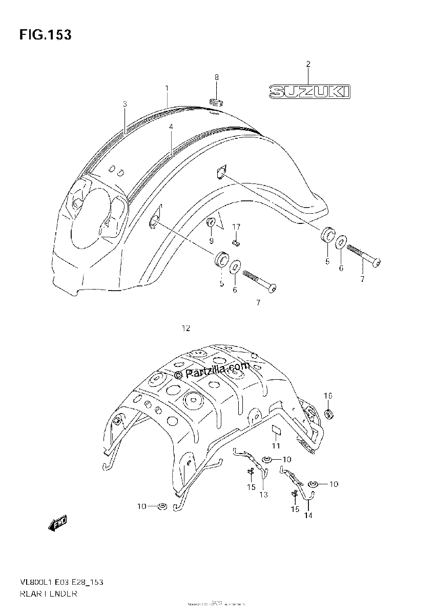 Diagrama de REAR FENDER VL800T E33