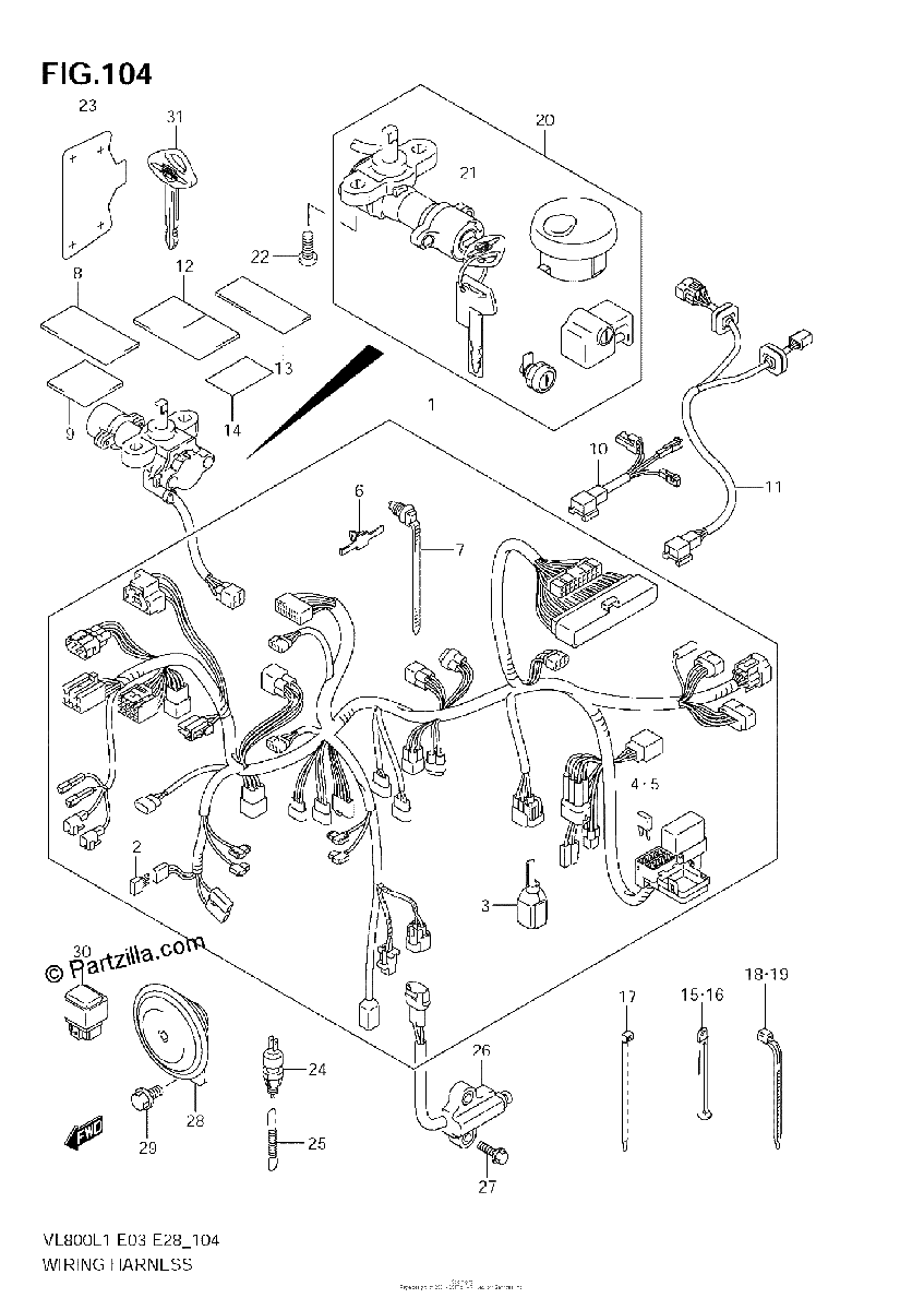 Diagrama de WIRING HARNESS VL800T E28